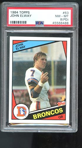 1984 Topps #63 John Elway Broncos RC ROOKIE PSA 8 (PD) Graded Football Card NFL – Unsigned Football Cards