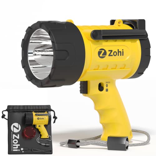 Zohi Waterproof Rechargeable Spotlight – LED Super Bright Flashlight – Rechargeable Searchlight, Boat Spot Light, LED Spotlight Torch – 1000 Lumen Powerful Handheld Spotlight for Hiking and Camping