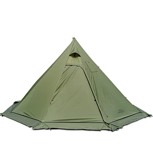 4 Persons 5lb Lightweight Tipi Hot Tent with Stove Jack, 7’3″ Standing Room, Teepee Tent for Hunting Family Team Backpacking Camping Hiking (Olive)