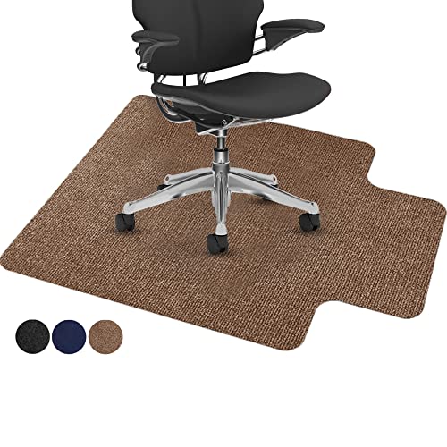 ECOSO Office Chair Mat for Hardwood/ Tile Floor, with Lip, 36″x 48″,0.16″ Thick, Hard Floor Protector, Anti Slip, Self Adhesive and ECO Friendly, Floor Mat for Office/Home. (Brown)