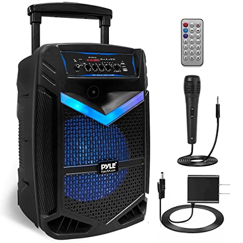 Portable Bluetooth PA Speaker System – 1200W Rechargeable Outdoor Bluetooth Speaker Portable PA System w/ 15” Subwoofer 1” Tweeter, Recording Function Mic In Party Lights USB/SD Radio – Pyle PPHP1542B