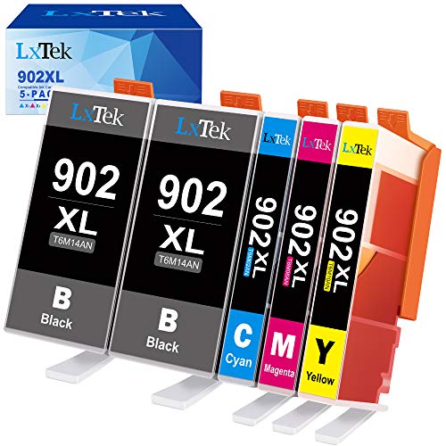 LxTek Compatible Ink Cartridge Replacement for HP 902 XL 902XL to use with Officejet 6978 6954 6962 6968 6975 Printers (5 Pack)