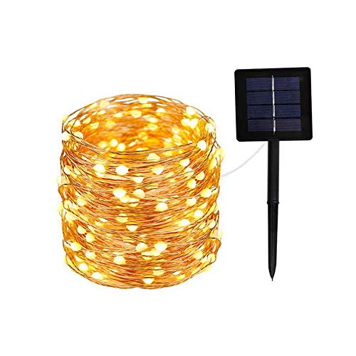 Solar String Lights 36FT 100LED，Waterproof Indoor Outdoor Lighting for Garden，Copper Wire 8 Modes Fairy Lights for Home Decor Patio Garden Party (Warm White)