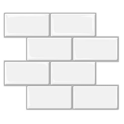 Art3d Peel and Stick Backsplash, 14×12 Subway Tiles, Faux Ceramic Tiles (10 Tiles, Thicker Version)
