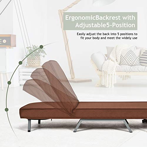 Safstar Convertible Sofa Bed Sleeper Chair, Folding Sofa Arm Chair with Pillow and 5 Position Adjustable Backrest, Full Padded Lounger Couch Bed for Home/Office (Coffee) | The Storepaperoomates Retail Market - Fast Affordable Shopping