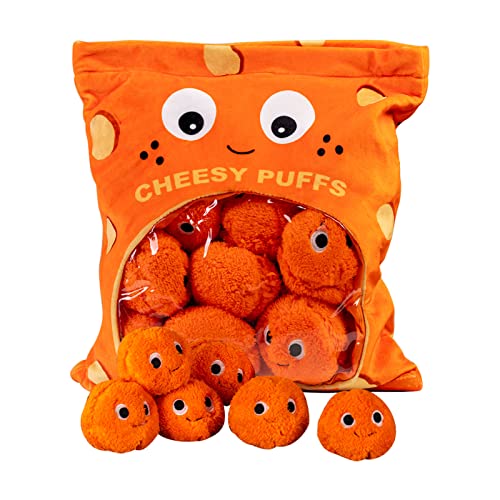 SUVIA Cheesy Puffs Plush Toy Balls,Puff Cheese Puff Stuffed Toy Game Pillow Cushion Cute Plush Pillow Throw Pillow,Creative Removable Stuffed Animal Toys (Small 6 Balls)