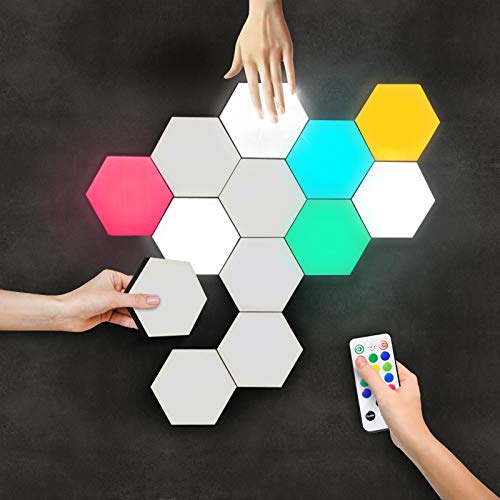 LUMINOSIA Hexagon Lights | Premium Set of LED Wall Lights | Modular, Touch-Sensitive and Remote-Controlled RGB Lighting | Aesthetic Room Decor | Perfect Decoration for Living and Bedroom | 13 Colors