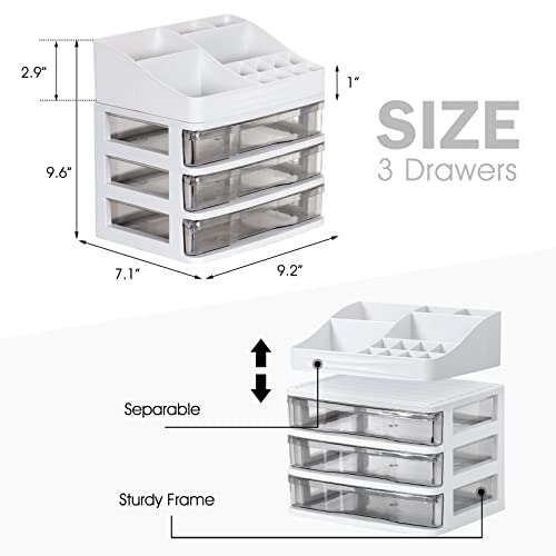 ELUCHANG Cosmetic Makeup Organizer Storage Box with Drawer Bathroom Counter Organizer (3 Drawers,Transparent) | The Storepaperoomates Retail Market - Fast Affordable Shopping