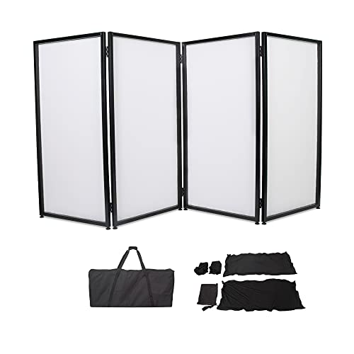 ECOTRIC Portable DJ Facade Booth Foldable Cover Screen with White/Black Facade+Cloth Frame Booth Steel +Travel Bag Case Projector Display Scrim Panel with Folding