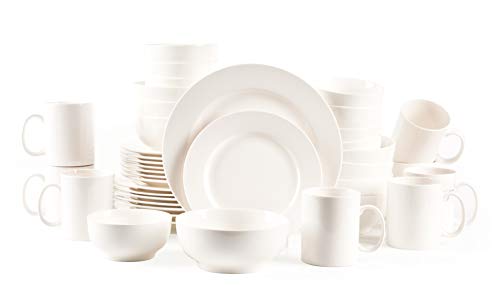 HomeVss, Bone China Rim Shape, Elegance White 40pc Dinnerware Set