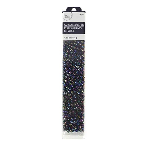 Glass Seed Beads by Bead Landing, 6/0 (Black Aurora Borealis)