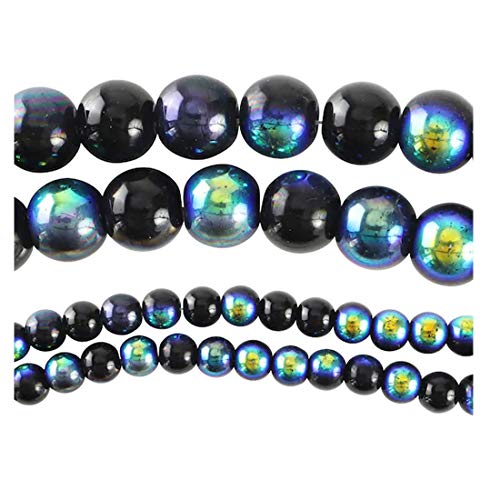 Black Aurora Borealis Round Glass Beads, 10mm by Bead Landing