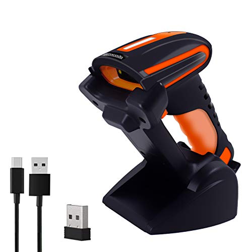 Symcode Bluetooth 2D QR Barcode Scanner with Stand,Industrial Dustproof and Waterproof 3 in 1 Compatible with Bluetooth & 2.4GHz Wireless & Wired Connection with Vibration Alert