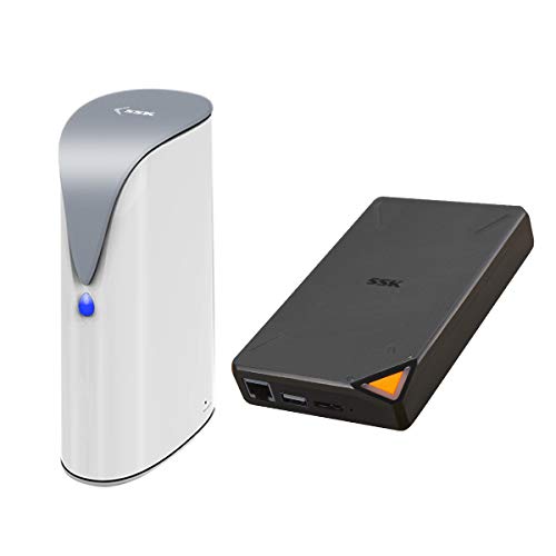 SSK Bundles 4TB Personal Cloud, Network Attached Storage Support Auto-Backup,Home Office Storage NAS 2TB Portable NAS External Wireless Hard Drive with Own Wi-Fi Hotspot