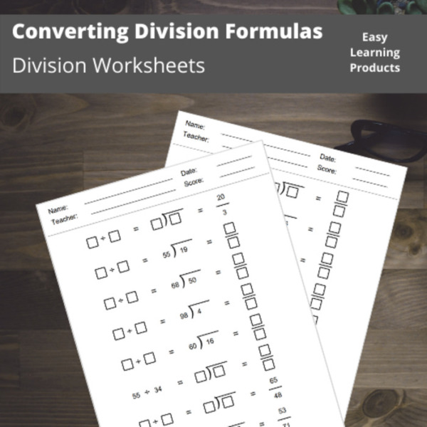 Converting Between Division Formulas with Answer Keys | Pdf & Word Doc | Grades 2 – 4