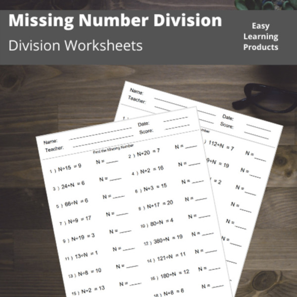 Missing Number Division Worksheets with Answer Keys | Pdf & Word Doc | Grades 3 – 5