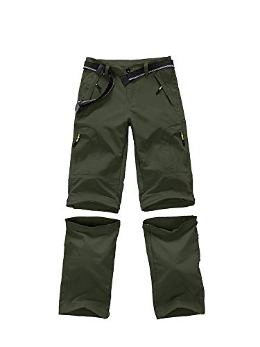 Asfixiado Boys Cargo Pants, Kids Youth Girls Outdoor Quick Dry Waterproof UPF 50+ Hiking Climbing Athletic Convertible Trousers #9017 Army Green-M