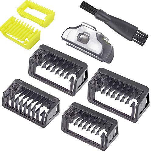 Guide Comb 1/2/3/5 MM for Philip OneBlade Shaver Body Hair Guards QP2510 QP2520 QP2521 QP2522 QP2530 QP2531 QP2620 QP2630 QP6505 QP6510 QP6520 QP6620 (1mm+2mm+3mm+5mm+Brush+Cape+Body Comb+Skin Guard)