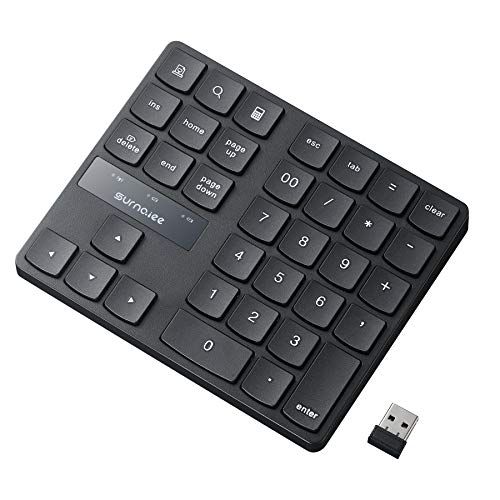 SurnQiee Wireless Numeric Keypad, 2.4G Number Pad 35-Keys Financial Accounting Rechargeable Number Keyboard for Laptop Desktop, PC, Notebook