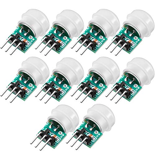 Weewooday 10 Pieces AM312 Mini Human Sensor Module IR Pyroelectric Infrared PIR Motion Sensor Detector Modules 2.7V to 12V, Working Temperature Minus 20 Degrees Celsius to 60 Degrees Celsius