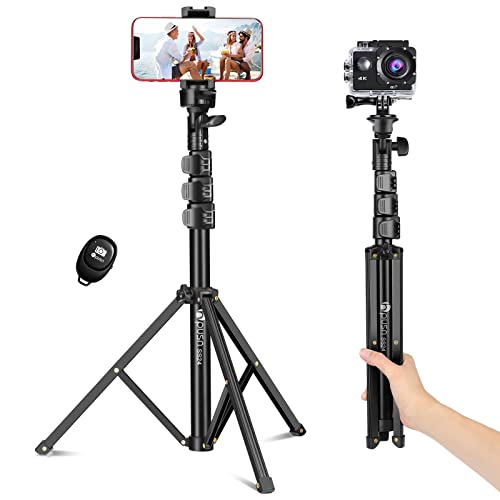 Hpusn Phone Tripod Stand: 48 inches Extendable Cell Phone Tripod, Selfie Stick for iPhone & Android Phone, Heavy Duty Aluminum & Lightweight