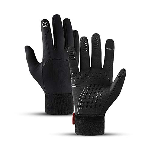 Winter Warm Gloves, Thermal Warm Gloves for Men Women Waterproof Touchscreen Non-Slip Gloves for Running,Driving,Cycling,Outdoor Activities-Black