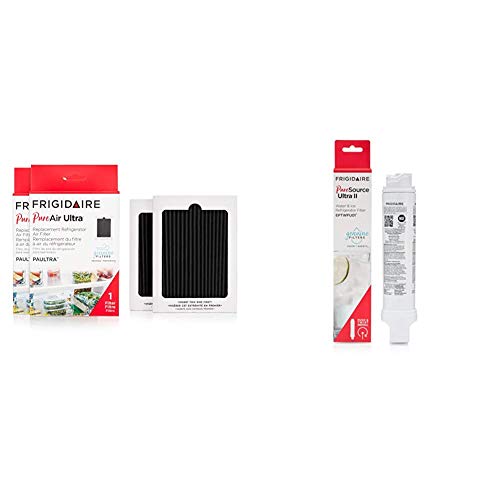 Frigidaire PAULTRA2PK PureAir Ultra 2 Pack Air Filter, 2 Count (Pack of 1) & EPTWFU01 Water Filtration Filter, 1 Count, White