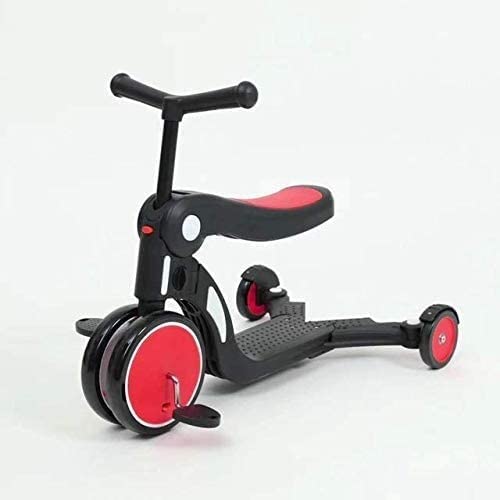 5 in 1 Scooter for Kids,Deluxe Transforming Kick Scooters Walking Car Tricycle for Toddlers with Adjustable Height, Best Gifts for Girls Boys Age 18 Months to 6 Years Old (Red)