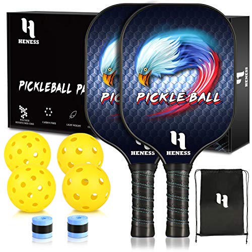 Pickleball Paddles, Pickleball Set, Pickleball Paddle Set of 2 Pickleball Rackets, 4 Pickleball Balls, Pickleball Bag