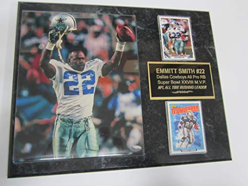 Cowboys EMMITT SMITH 2 Card Collector Plaque w/8×10 Super Bowl XXX Photo