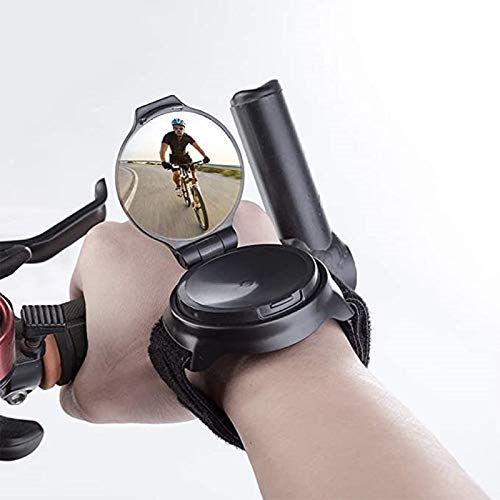 Yangfa Bike Rear View Mirror 360 Degree Adjustable Wrist Wear Bicycle Mirror Cycling Wristband Safety Back Rear View Mirror for Cyclists Mountain Road Bike Riding, Black
