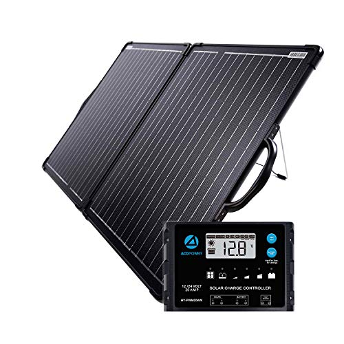 PowerECO 100W Lightweight Portable Solar Panel Kit with 20A 12/24V PWM Waterproof Charge Controller