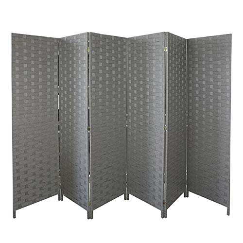 cocosica Paper Rope Room Divider, 6 Panel Wood Mesh Woven Design Screen with Double Sides Weaved, Foldable Portable Partition Divider Screen for Decorationg of Bedroom,LivingRoom,Office Separator