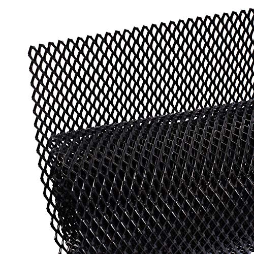 AggAuto Universal 40″x13″ Car Grill Mesh – Aluminum Alloy Automotive Grille Insert Bumper 6x12mm Rhombic Hole, One of the Most Multifunctional Shape Grids 100x33cm Black