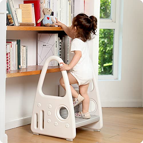 Toddler Step Stool, Kids Two Step Tower for Bathroom Sink, Toilet Potty Training, Kitchen Counter, Children Step Up Learning Helper with Safety Handles and Non-Slip Pads,Gray