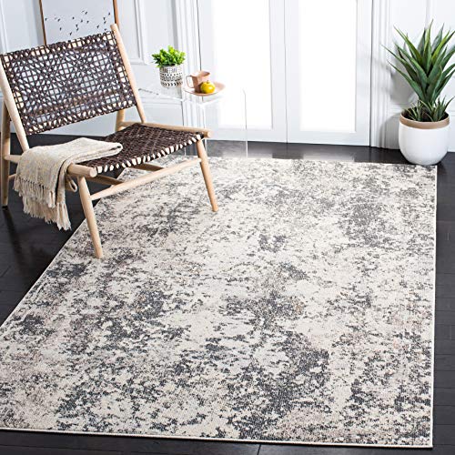 SAFAVIEH Madison Collection 9′ x 12′ Grey/Ivory MAD453G Modern Abstract Non-Shedding Living Room Bedroom Dining Home Office Area Rug