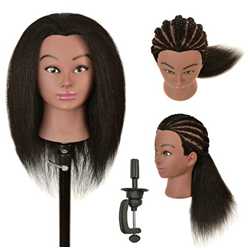 LOHXINHAIR Real 100% Human Hair Mannequin Head with Stand for Hairdresser Practice Braiding Styling Cosmetology Manikin Doll Training Head