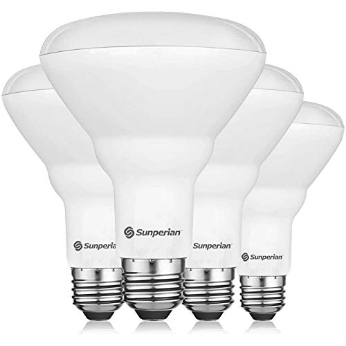 SUNPERIAN BR30 LED Bulb, 8.5W=65W, 3500K Natural White, 800 Lumens, Dimmable Flood Light Bulbs for Recessed Cans, Enclosed Fixture Rated, Damp Rated, UL Listed, E26 Standard Base (4 Pack)