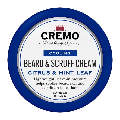 Cremo Beard & Scruff Cream, Cooling Citrus & Mint Leaf, 4 oz – Soothe Beard Itch, Condition and Offer Light-Hold Styling for Stubble and Scruff (Product Packaging May Vary)