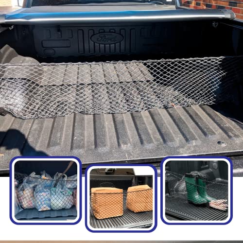 Truck Bed Envelope Style Mesh Cargo Net for Ford F 150 2015-2023 – Car Accessories – Premium Organizer and Storage – Cargo Net for Pickup – Vehicle Carrier Organizer for Ford F-150 Lightning