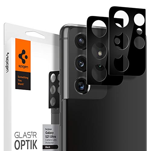 Spigen Camera lens Screen Protector [GlasTR Optik] Tempered Glass designed for Galaxy S21 Ultra (2021) – 2 Pack