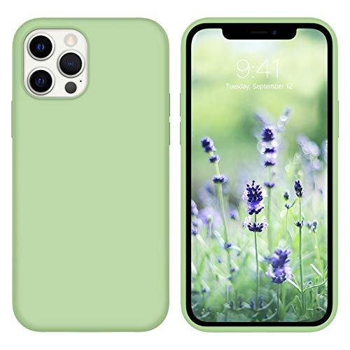 GUAGUA Compatible for iPhone 12 Pro Max Case 6.7″ 5G Liquid Silicone Soft Gel Rubber Slim Thin Microfiber Lining Cushion Texture Cover Protective Phone Cases for iPhone 12 Pro Max 2020 Matcha Green