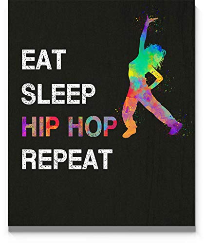 Eat Sleep Hip Hop Repeat, Girl Dancer Abstract Quote Wall Art Print 11″x14″, Unframed Poster, Ideal for Lovers of Hip Hop, Freestyle Dance, Dance Teacher, Dance Studio Decor