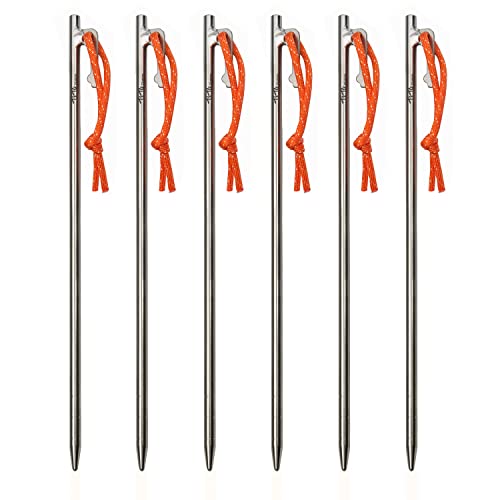 TiTo Titanium Tent Pegs Stakes Lightweight Snowfield Grassland Heavy Duty Tent Nails for Outdoor Camping Hiking and Plant Support Garden Stakes 4pcs/6pcs (8×300mm-6pcs)