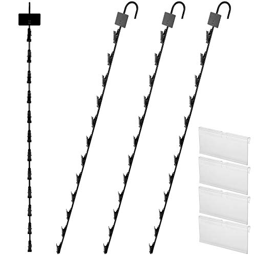 HawHawToys Hanging Merchandise Strips with Hooks, Pack of 4 – 31”Chip Rack with 12 Clips, Chips Holder, Hanging Display Strip for Retail Displaying