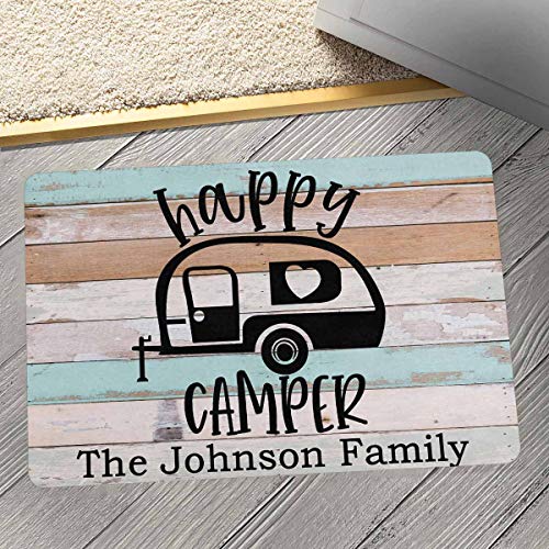 Artsadd Custom Your Family Name Doormat Personalized Camper Funny Door mat,Happy Camper, 24 x 16 Inches Indoor Outdoor Welcome Rug Rv Decor for Garden Kitchen Bedroom | The Storepaperoomates Retail Market - Fast Affordable Shopping