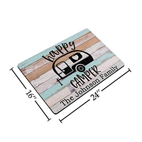 Artsadd Custom Your Family Name Doormat Personalized Camper Funny Door mat,Happy Camper, 24 x 16 Inches Indoor Outdoor Welcome Rug Rv Decor for Garden Kitchen Bedroom | The Storepaperoomates Retail Market - Fast Affordable Shopping