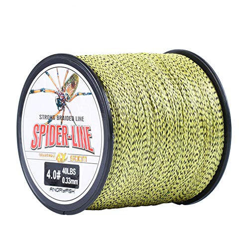 LIZHOUMIL 4 Strands 300M/500M PE Braided Fishing Line Camouflag Multifilament Fishing Line for Freshwater Seawater Yellow 500m None