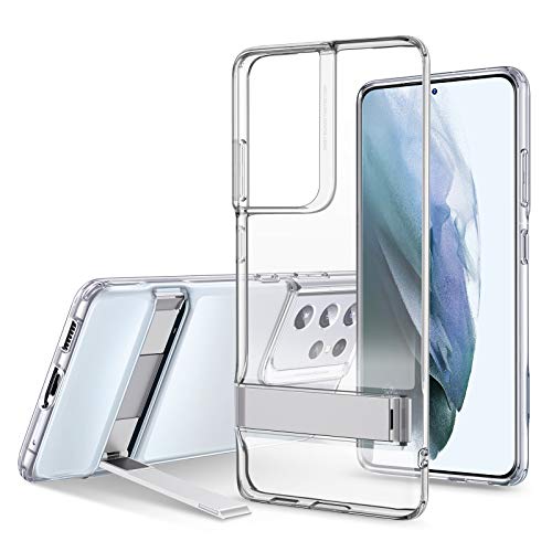 ESR Metal Kickstand Case Compatible with Samsung Galaxy S21 Ultra 6.8 Inch (2021), Reinforced Drop Protection, Two-Way Metal Stand, Clear