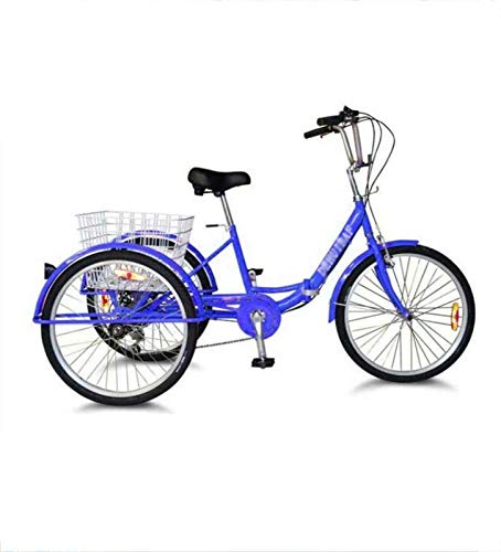HKPLDE Adult Bike Tricycle Comfortable Bicycle Tricycle for Adults, Trikes 24 Inch 3 Wheel Bikes with Shopping Basket Shopping Sports Leisure-24